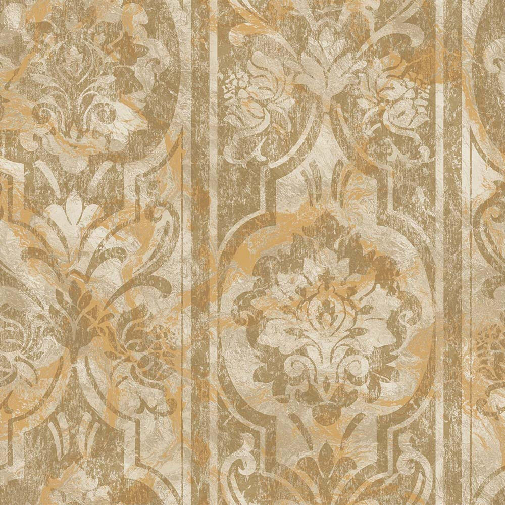 Luxury Brown Damask Abstract Textured Wallpaper, Mediterranean Non-Woven Wall Covering, 41.7"W x 398"H, Washable Removable fo