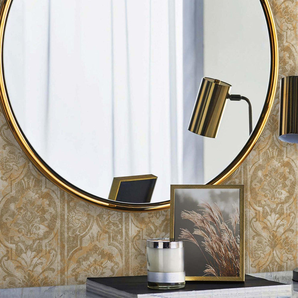 Luxury Brown Damask Abstract Textured Wallpaper, Mediterranean Non-Woven Wall Covering, 41.7"W x 398"H, Washable Removable fo